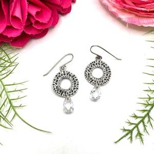 SILPADA⚜️Retired CZ Sterling Silver Hammered Hoop Earrings